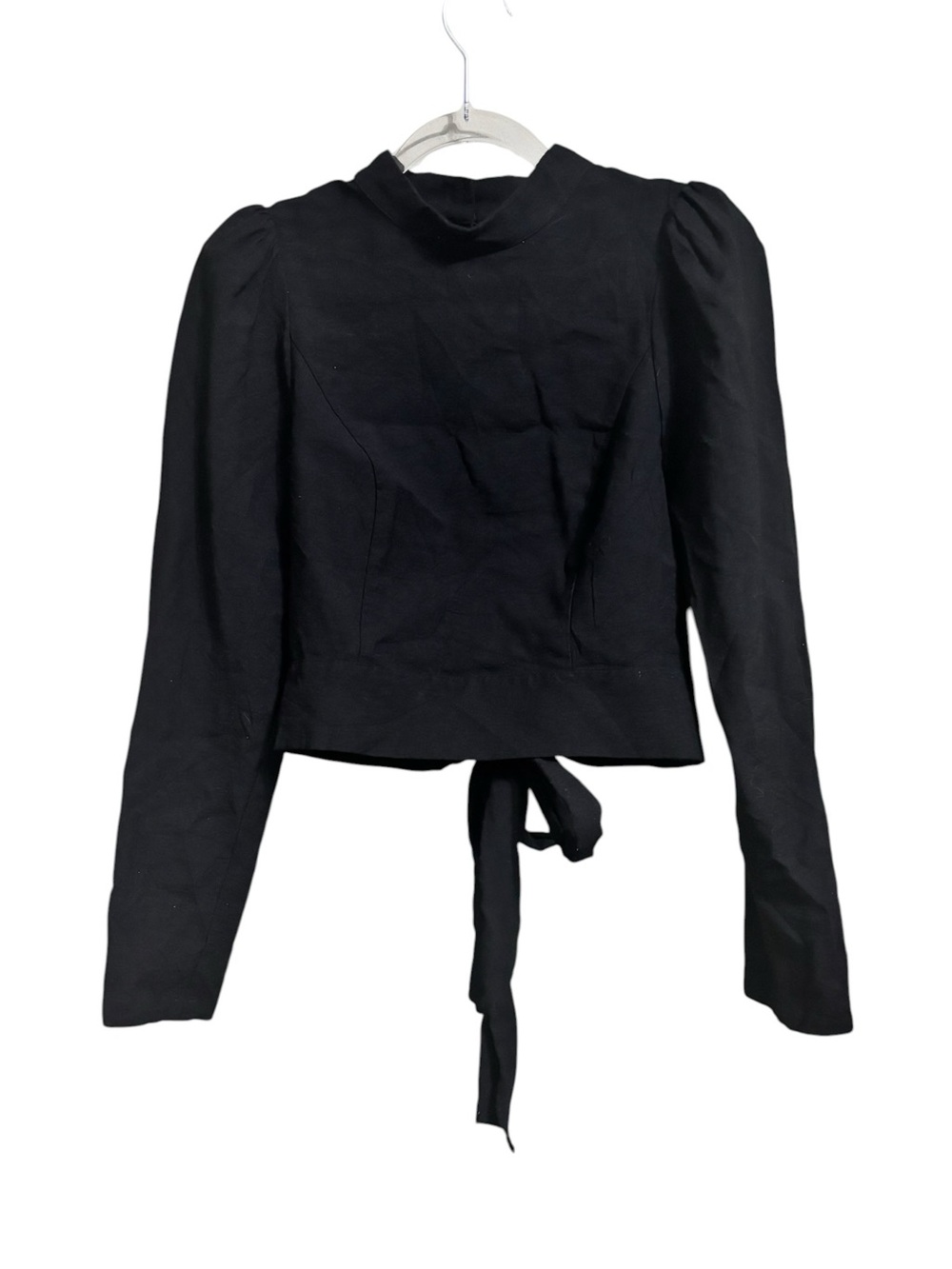 Anthropologie Sz 6 Maeve Open-Back Blouse Top Bow Tie back Black - Picture 3 of 5